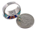 Southwest Silver Multicolor Inlay Ring Size 8-1/2 CX49971